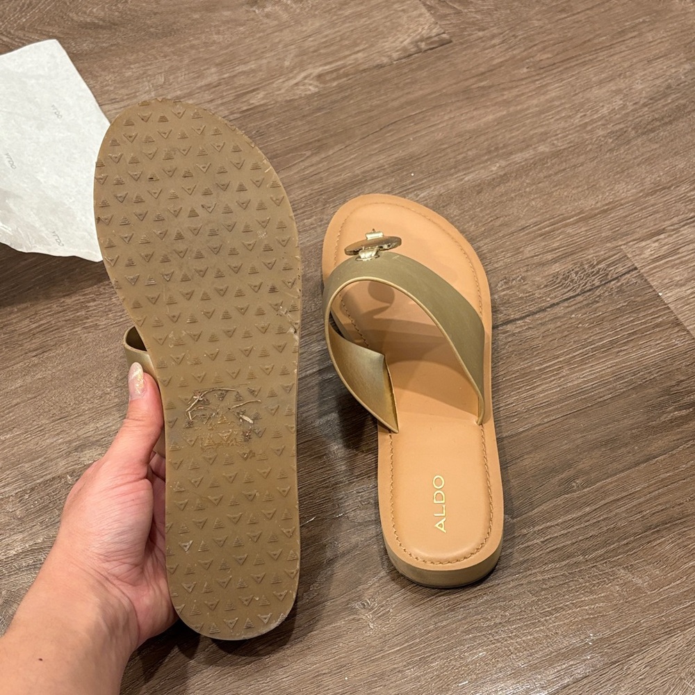 Aldo Metallic Gold Slide Sandals - Picture 7 of 9